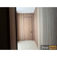 Natural Veneer Interior Door with Royal Black Anodized Profile – Developer Supply UAE
